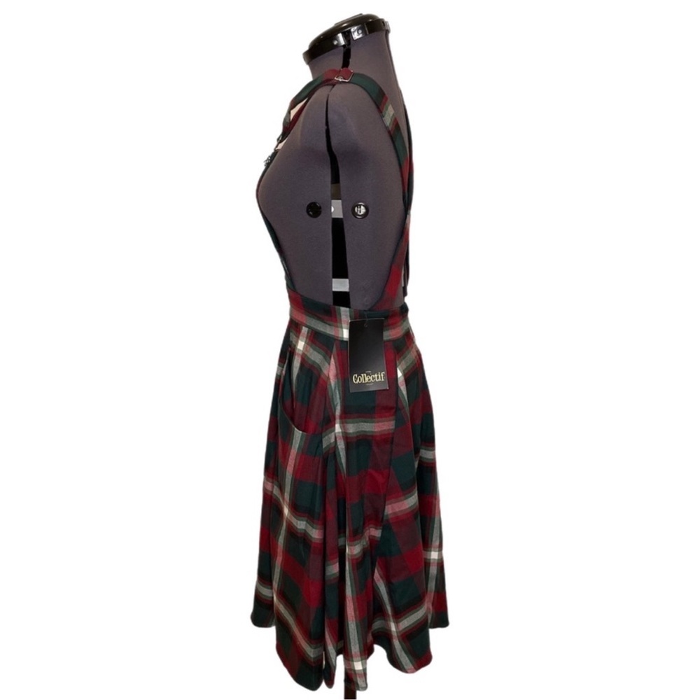 ModCloth Collectif Kayden Festive Check Dungaree Dress NWT - Picture 4 of 7